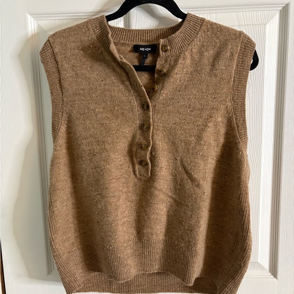 Me + Em Merino Speckle Button Neck Sweater Vest Sz Large. - Picture 2 of 8